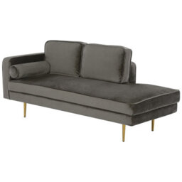 Beliani Left-Hand Chaise Longue Miramas Velvet Taupe - thumbnail 4