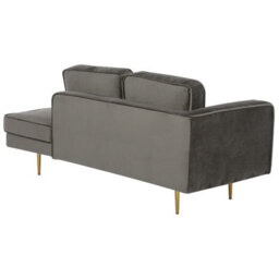 Beliani Left-Hand Chaise Longue Miramas Velvet Taupe - thumbnail 5