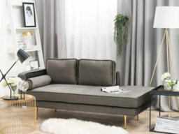 Beliani Left-Hand Chaise Longue Miramas Velvet Taupe - thumbnail 2
