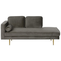 Beliani Left-Hand Chaise Longue Miramas Velvet Taupe