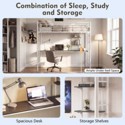 Single Size Loft Bed With Desk & Shelves - thumbnail 5