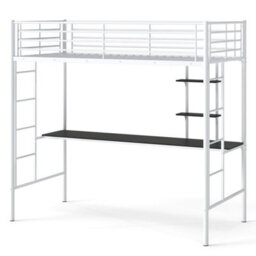 Single Size Loft Bed With Desk & Shelves - thumbnail 1