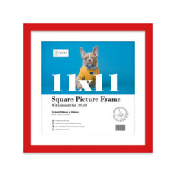 "11X11"" Red Picture Frame - 11X11"" Square Frame With 10X10"" Mount For 11X11""/10X10"" Pictures Moderrn Style Thin Edge, 1 Pack" - thumbnail 1