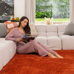 Loomed Machine Washable Shaggy Rug Luxury Terracotta Fluffy Mats 120Cm X 170Cm - thumbnail 4