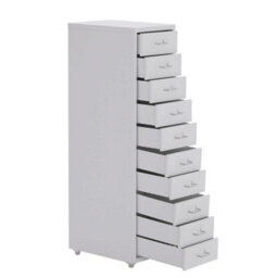 White Tall Chest Of Drawers Cabinet Bedside Table Mobile 10 Drawers Nightstand +Wheels - thumbnail 5