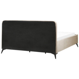 Beliani Bed Velvet Valognes 180 X 200 Cm (Eu Super King) Taupe - thumbnail 6