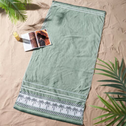 Catherine Lansfield Palm Trees 90X180Cm Cotton Extra Large Beach Towel Green - thumbnail 1