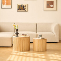Nordlys Set Of 2 Round Coffee Tables In Solid Wood With Storage Classic Style Living Room - thumbnail 7