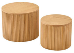 Nordlys Set Of 2 Round Coffee Tables In Solid Wood With Storage Classic Style Living Room - thumbnail 2