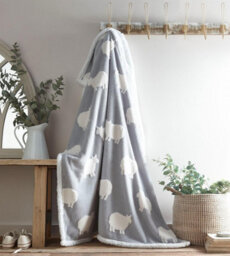 Portfolio Home Sheep Sherpa Fleece Throw 130X170Cm  Grey