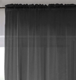 "Enhanced Living Sheer Black Plain Woven Voile Slot Top Curtain Panel Pair (57X48"") 145X122Cm" - thumbnail 2