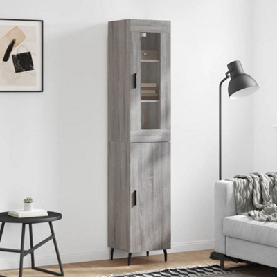 Berkfield Highboard Grey Sonoma 34.5X34X180 Cm Engineered Wood - image 1