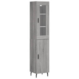 Berkfield Highboard Grey Sonoma 34.5X34X180 Cm Engineered Wood - thumbnail 2