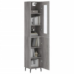 Berkfield Highboard Grey Sonoma 34.5X34X180 Cm Engineered Wood - thumbnail 3