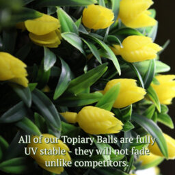 Pair Of Best Artificial 28Cm Yellow Tulip Hanging Basket Flower Topiary Ball - Suitable For Outdoor Use - Weather & Fade Resistant - thumbnail 4