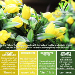 Pair Of Best Artificial 28Cm Yellow Tulip Hanging Basket Flower Topiary Ball - Suitable For Outdoor Use - Weather & Fade Resistant - thumbnail 7