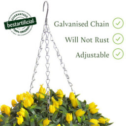 Pair Of Best Artificial 28Cm Yellow Tulip Hanging Basket Flower Topiary Ball - Suitable For Outdoor Use - Weather & Fade Resistant - thumbnail 3