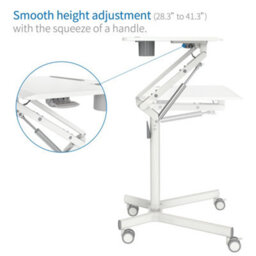 Duronic Wps57 Sit-Stand Desk, With Tablet Support & Cup Holder, Table On Wheels, Adjustable Height/reach, 70X52Cm - thumbnail 5
