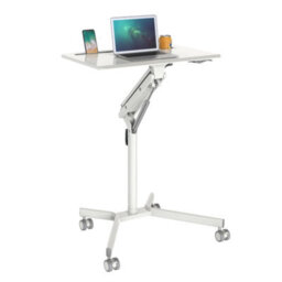 Duronic Wps57 Sit-Stand Desk, With Tablet Support & Cup Holder, Table On Wheels, Adjustable Height/reach, 70X52Cm - thumbnail 1