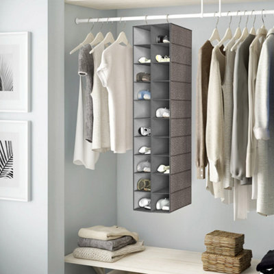 Thehotsale Grey 10-Tier 20 Compartments Non-Woven Hanging Shoe Storage Organiser For Wardrobe Shoe Rack - image 1
