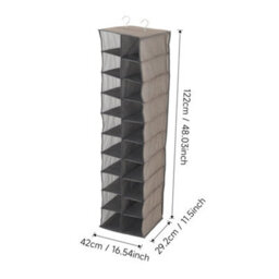Thehotsale Grey 10-Tier 20 Compartments Non-Woven Hanging Shoe Storage Organiser For Wardrobe Shoe Rack - thumbnail 7