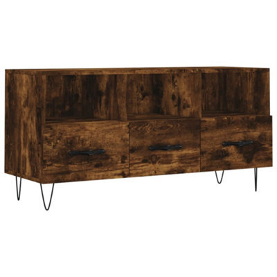Berkfield Sturdy Tv Cabinet Smoked Oak 102X36X50 Cm Engineered Wood - image 1