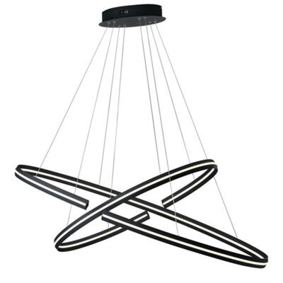 Luminosa Lighting Luminosa Clarke Led 2 Ring Pendant Ceiling Light Black 6600Lm 3000K 120X60+80X40Cm - image 1