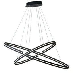 Luminosa Lighting Luminosa Clarke Led 2 Ring Pendant Ceiling Light Black 6600Lm 3000K 120X60+80X40Cm - thumbnail 1