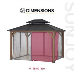 Sunjoy Netting For Cedar Wooden Gazebo - 300Cm X 360Cm, Suitable For A102032602 - thumbnail 6