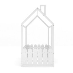 Living And Home White Pine Wood House Toddler Children Bed Frame With Fence And Roof W 1990mm Weight Capacity 100 Kg - thumbnail 4