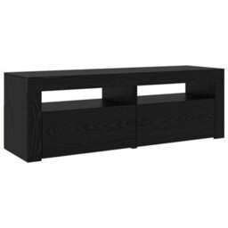 Berkfield Tv Cabinets 2 Pcs With Led Lights Black Oak Engineered Wood - thumbnail 6