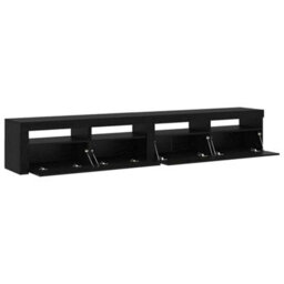 Berkfield Tv Cabinets 2 Pcs With Led Lights Black Oak Engineered Wood - thumbnail 5