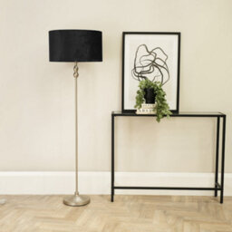 Valuelights Maggie Brushed Chrome Candlestick Floor Lamp With Black Velvet Lamp Shade And Led Bulb - thumbnail 4
