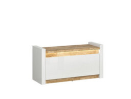Impact Furniture Shoe And Coat Storage Hallway Furniture Set Cabinet Seat Bench With Wall Hooks Panel Oak And White Gloss Led Lights Alameda - thumbnail 5