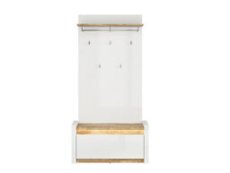 Impact Furniture Shoe And Coat Storage Hallway Furniture Set Cabinet Seat Bench With Wall Hooks Panel Oak And White Gloss Led Lights Alameda - thumbnail 4