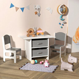 Table And 2 Chairs Set Storage Learning Dining Activity Furniture - thumbnail 1