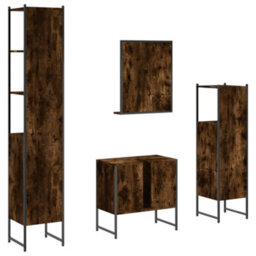 Berkfield 4 Piece Bathroom Cabinet Set Smoked Oak Engineered Wood - thumbnail 8