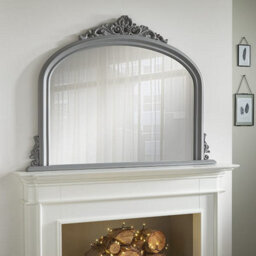 The Online Mirror Shop Overmantle Mirror Richmond Arched Shape With Antique Grey Frame- H 91Cm X W 122Cmx D 5Cm For Hanging Anywhere Inside Of The Home - thumbnail 1