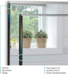 Mood Premium Rectangular Bathroom Mirror Wall Mounted, Double Layer Of Glass, Bevelled Edges (50Cm X 40Cm) - thumbnail 4