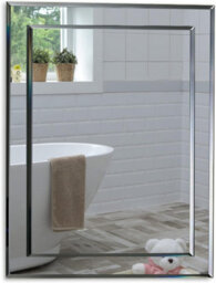 Mood Premium Rectangular Bathroom Mirror Wall Mounted, Double Layer Of Glass, Bevelled Edges (50Cm X 40Cm)