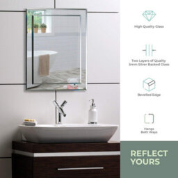 Mood Premium Rectangular Bathroom Mirror Wall Mounted, Double Layer Of Glass, Bevelled Edges (50Cm X 40Cm) - thumbnail 2