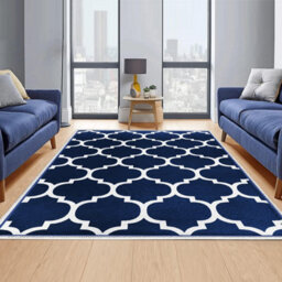 Bedlooms Ava Navy Living Room Rugs, Non-Slip Modern Area Large Rug 160X230Cm, Washable Dining Room Rug