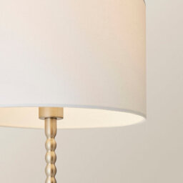 Valuelights Maeve White Drum Lamp Shade Brushed Chrome Bobbin Bobble Table Lamp And Led Bulb - thumbnail 3