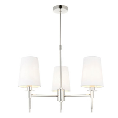 Luminosa Lighting Luminosa Florence Multi Arm Shade Pendant Ceiling Lamp, Bright Nickel Plate, Vintage White Fabric - image 1