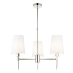 Luminosa Lighting Luminosa Florence Multi Arm Shade Pendant Ceiling Lamp, Bright Nickel Plate, Vintage White Fabric - thumbnail 1