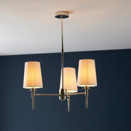 Luminosa Lighting Luminosa Florence Multi Arm Shade Pendant Ceiling Lamp, Bright Nickel Plate, Vintage White Fabric - thumbnail 2