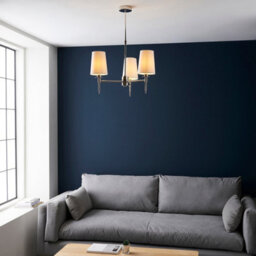 Luminosa Lighting Luminosa Florence Multi Arm Shade Pendant Ceiling Lamp, Bright Nickel Plate, Vintage White Fabric - thumbnail 4