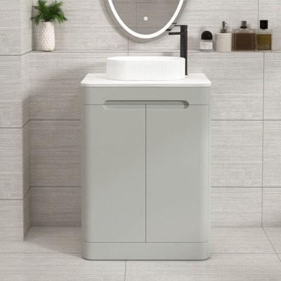 Royal Bathrooms Venice 600mm Dove Grey Freestanding Bathroom Countertop Vanity Unit 2 Door With Lyon Basin - image 1