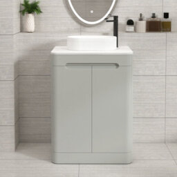Royal Bathrooms Venice 600mm Dove Grey Freestanding Bathroom Countertop Vanity Unit 2 Door With Lyon Basin - thumbnail 1