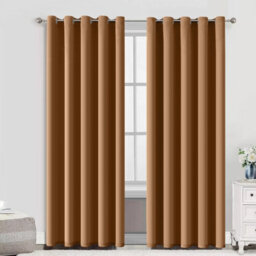 Aspire Homeware Plain Room Darkening Blackout Eyelet Curtain Pair Beige (W)168Cm X (D)183Cm With Tie Back Pair - thumbnail 9
